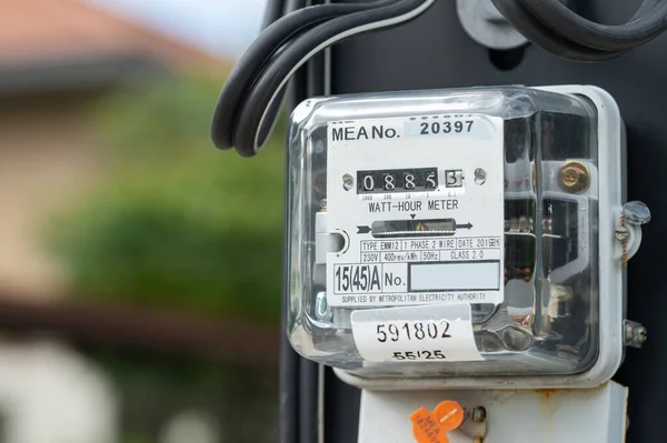 Bangkok Thailand June 2022 Electric Measuring Power Meter Energy Cost — Fotografia de Stock