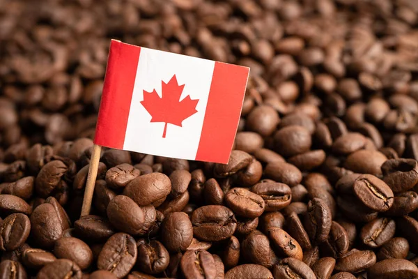 Bandera Canadá Grano Café Importación Comercio Exportación Concepto Comercio Línea — Foto de Stock