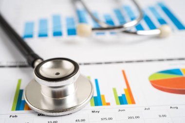 Stethoscope on graph paper, Finance, Account, Statistics, Investment, Analytic research data economy and Business company concept.