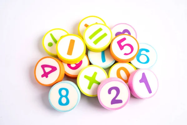 Matemática Número Colorido Sobre Fundo Branco Educação Estudar Matemática Aprendizagem — Fotografia de Stock
