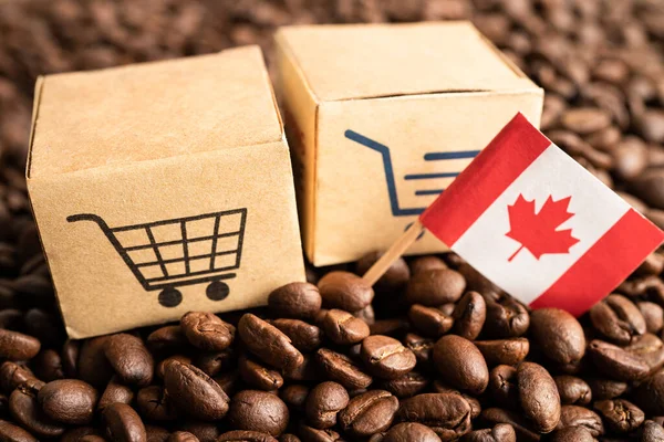 Bandera Canadá Grano Café Importación Comercio Exportación Concepto Comercio Línea — Foto de Stock
