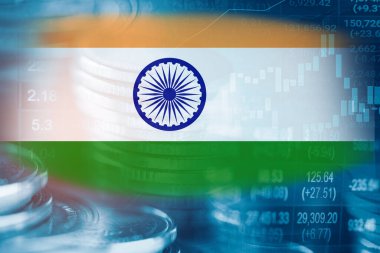 Finansal, madeni para ve Hindistan bayrağı veya Forex borsa yatırımları kar finansmanı ticari eğilimi veri geçmişini analiz etmek için.