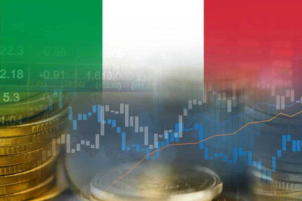 Stock Market Investment Trading Financial Coin Italy Flag Forex Analyze — Stockfoto