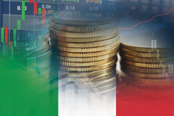 Investimento Mercado Ações Negociação Financeira Moeda Bandeira Itália Finanças Business — Fotografia de Stock
