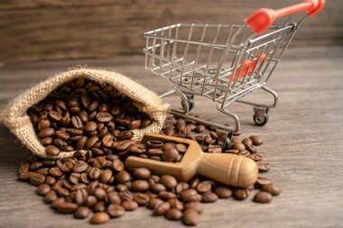 kahve çekirdekleri, İthalat İhracat çevrimiçi veya eCommerce dağıtım mağazası ürün taşımacılığı, ticaret, tedarikçi kavramı.