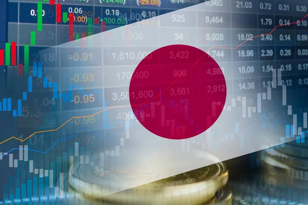 Stock Market Investment Trading Financial Coin Japan Flag Finance Business — Stock Photo, Image
