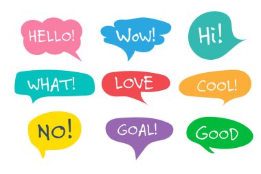 Elle çizilmiş ifade içeren konuşma balonu bulutu iletişim için metin, vektör illüstrasyonu.