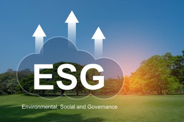 Sürdürülebilir kurumsal şirket geliştirme için ESG, çevre, sosyal ve yönetim.
