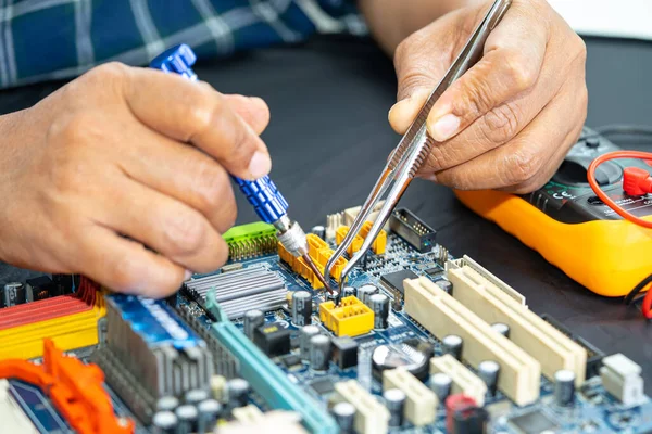 Repairing and upgrade circuit mainboard of notebook, electronic, computer hardware and technology concept.