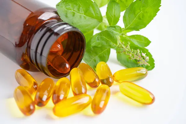 Vitamina Óleo Peixe Com Epa Dha Medicina Alternativa Cápsula Orgânica — Fotografia de Stock