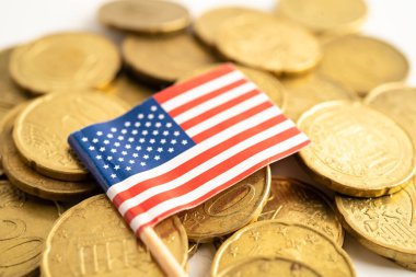 Para, finans ve muhasebe, bankacılık kavramına ABD bayrağı.