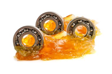 Ball bearing stainless with grease lithium machinery lubrication for automotive and industrial  isolated on white background. clipart