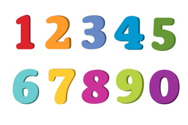 Beyaz arkaplandaki Matematik Numarası renkli
