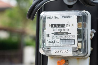 Ev ve ofisteki enerji maliyeti için elektrik ölçüm sayacı.