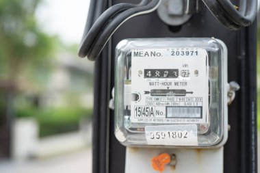 Ev ve ofisteki enerji maliyeti için elektrik ölçüm sayacı.