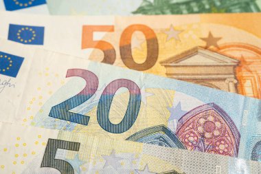 Euro banknot ve para, Avrupa parası, ekonomi finansmanı ticaret yatırımı.