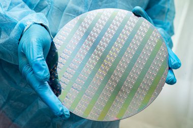 Tümleşik devre yarı iletken üretimi için silikon gofret.