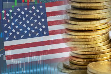 Borsa yatırımları finans, para ve ABD bayrak finans ticareti.