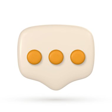 3D mesaj bildirim simgesi. Noktalı şirin bir konuşma balonu. Vektör illüstrasyonu.