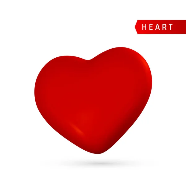 Reális Szív Ikon Vörös Szerelem Szimbólum Vektorillusztráció — Stock Vector