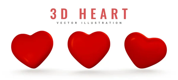 Icona Realistica Del Cuore Simbolo Dell Amore Rosso Illustrazione Vettoriale — Vettoriale Stock