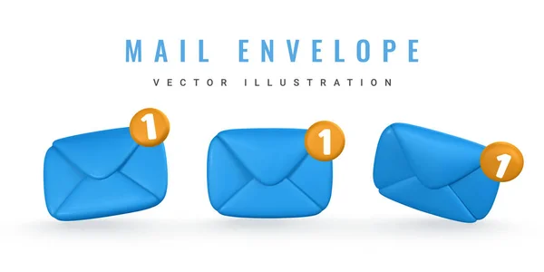 Realistic Mail Envelope Icon Incoming Mail Notify Online Email Concept Royalty Free Stock Illustrations