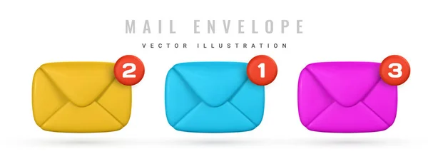 Realistic Mail Envelope Icon Incoming Mail Notify Online Email Concept Stock Illustration