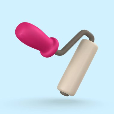 3d realistic roller brush in cartoon style. Vector illustration.