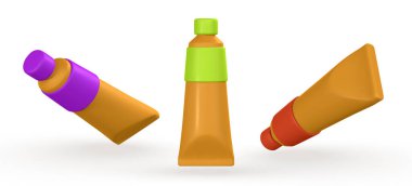 3d realistic paint tube in cartoon style. Vector illustration.
