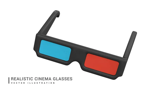 실제적 파란색 빨간색 스테레오 안경은 플라스틱 스타일의 영화를 것이다 일러스트 — 스톡 벡터