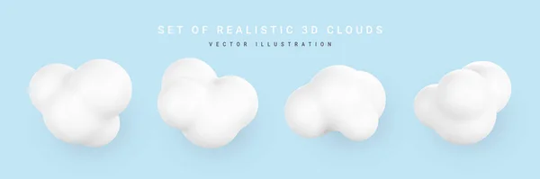 Nuvens Plástico Conjunto Desenhos Animados Redondos Nuvens Fofas Isoladas Fundo —  Vetores de Stock