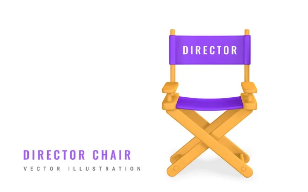 3D写实电影 动画片风格的电影导演椅子 矢量说明 — 图库矢量图片