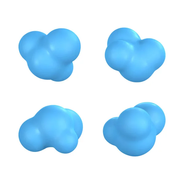Nuvole Plastica Set Cartoni Rotondi Soffici Nuvole Isolate Uno Sfondo — Vettoriale Stock