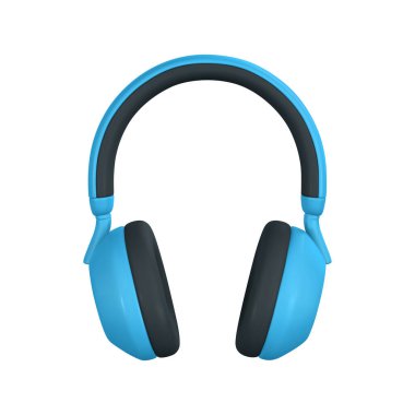 Plastik karikatür tarzında 3D gerçekçi kulaklık. Vektör illüstrasyonu.