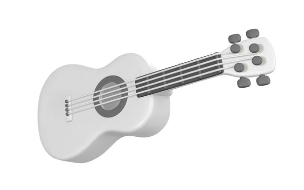 3D现实声学吉他 用于塑料卡通风格的音乐概念设计 矢量说明 — 图库矢量图片