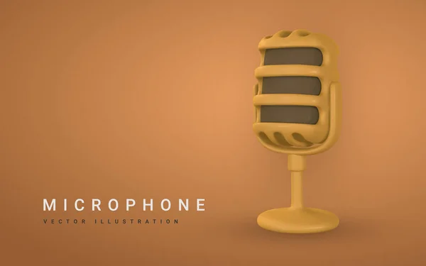 Microphone Radio Music Karaoke Audio Equipment Broadcasts Interviews Cartoon Style — Stock Vector