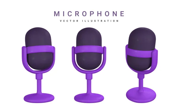Microfone Para Rádio Música Karaoke Equipamentos Áudio Para Transmissões Entrevistas —  Vetores de Stock