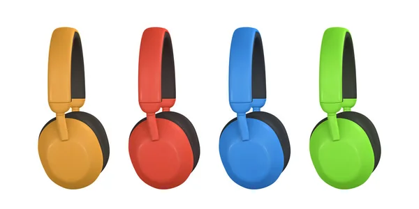 Realistic Colour Headphone Plastic Cartoon Style Vector Illustration — Stock Vector