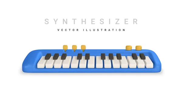 Sintetizzatore Realistico Progettazione Concept Musicali Stile Cartone Animato Plastica Illustrazione — Vettoriale Stock