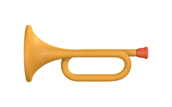 Plastik Karikatür Tarzında Müzik Konsepti Tasarımı Için Gerçekçi Trompet Vektör — Stok Vektör