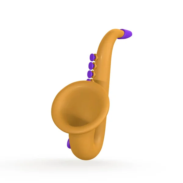 Realistisches Saxophon Für Musik Konzeptdesign Plastischen Cartoon Stil Vektorillustration — Stockvektor