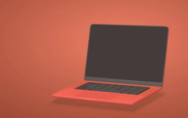 Реалистичный Ноутбук Чистым Экраном Красном Фоне Векторная Иллюстрация — стоковый вектор