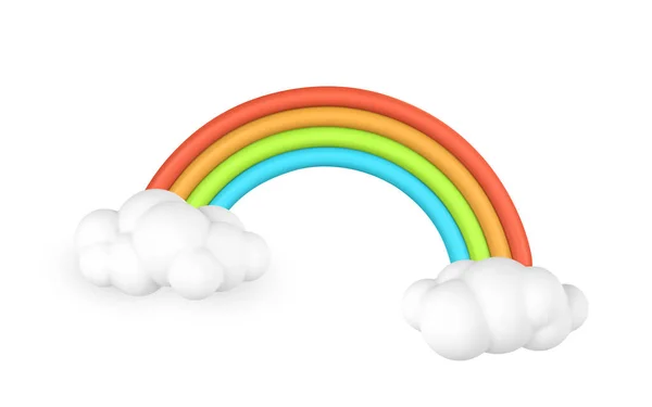3D彩虹 云彩为卡通风格 现象学概念 矢量说明 — 图库矢量图片