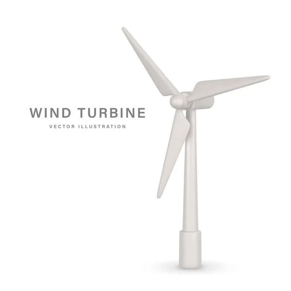 Realistische Windturbine Met Schaduw Cartoon Stijl Groene Alternatieve Eco Energie — Stockvector