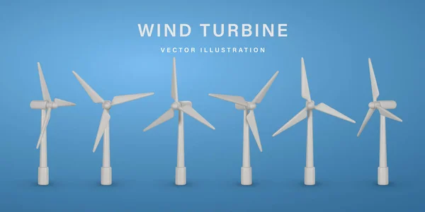 Turbina Eólica Realista Com Sombra Estilo Cartoon Conceito Ecológico Ecológico —  Vetores de Stock