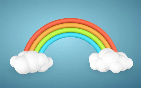Regenboog Met Wolken Cartoon Stijl Fenomenon Concept Vectorillustratie — Stockvector