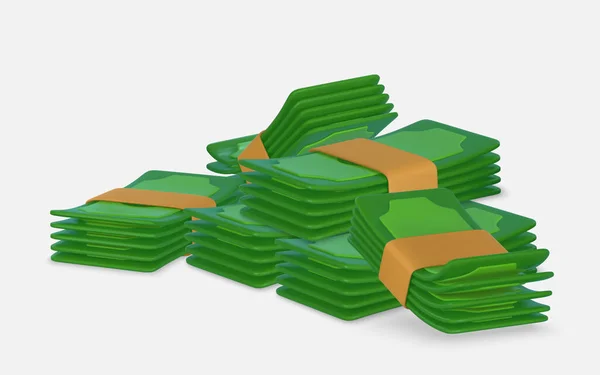 Pile Verte Argent Dans Style Dessin Animé Objet Affaires Finance — Image vectorielle
