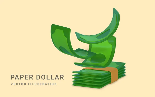 Πράσινο Στοίβα Των Χρημάτων Στυλ Κινουμένων Σχεδίων Πέφτει Διεστραμμένο Χρήμα — Διανυσματικό Αρχείο