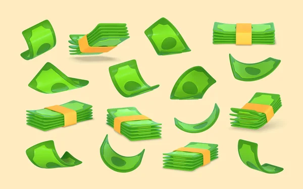 Πράσινα Δολάρια Στυλ Κινουμένων Σχεδίων Επιχειρηματικό Και Οικονομικό Αντικείμενο Για — Διανυσματικό Αρχείο