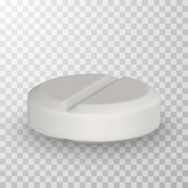 Çizgi film tarzında gerçekçi 3D haplar. İlaç ve ilaç tableti, tıbbi malzemeler. Vektör illüstrasyonu.